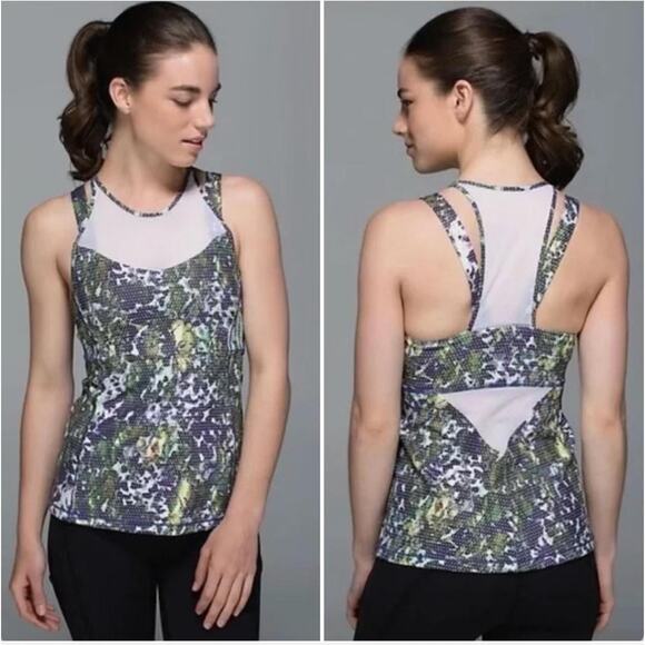 Lululemon Running In The City Tank Top Purple Green Mesh Luxtreme 6 - Picture 1 of 7